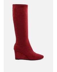 LONDON RAG - Tulsha Microfiber Wedge Heel Boots - Lyst
