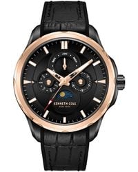 Kenneth Cole - Multifunction Dress Sport Genuine Leather Silicone Watch 42mm - Lyst