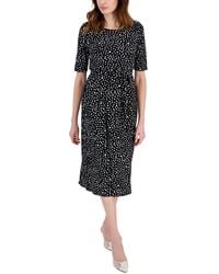 Kasper - Dot-print Fit & Flare Midi Dress - Lyst