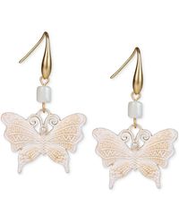 Patricia Nash - Gold-tone Butterfly & Bead Drop Earrings - Lyst