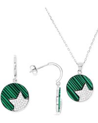 Macy's - 2-pc. Set Lab-grown Malachite & Cubic Zirconia Star Circle Pendant Necklace & Matching Drop Earrings - Lyst