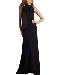 Tadashi Shoji - Sims Taffeta Shoulder Bow Halter Gown Hibiscus - Lyst