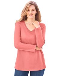 Woman Within - Plus Size Within Perfect Long-sleeve V-neck Tee - Lyst