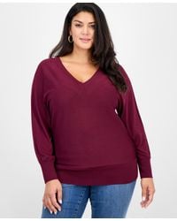 INC International Concepts - Plus Size V-neck Dolman-sleeve Top - Lyst