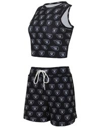 Concepts Sport - Las Vegas Raiders Gauge Allover Print Cropped Tank Top Shorts Sleep Set - Lyst