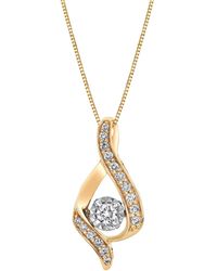 Macy's - Diamond Ribbon Pendant Necklace In 14k Gold (3/8 Ct. T.w.) - Lyst