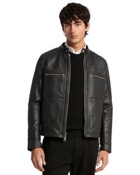 Michael Kors - Double Zip Pocket Leather Racer Jacket - Lyst