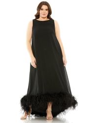 Mac Duggal - Plus Size High Neck Feather Hem Gown - Lyst