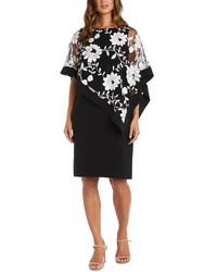 R & M Richards - Petite Floral-embroidered Poncho Dress - Lyst