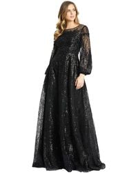 Mac Duggal - Jewel Encrusted Illusion Long Sleeve A Line Gown - Lyst