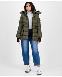 Steve Madden - Hooded Zip-front Puffer Coat - Lyst