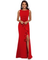 Betsy & Adam - Petite Ruffled Boat-neck Gown - Lyst
