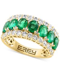 Effy - Effy® Emerald (2-1/3 Ct. T.w.), White Sapphire (1 Ct. T.w.) & Diamond (1/6 Ct. T.w.) Ring In 14k Gold - Lyst