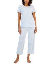Charter Club - 2-pc. Cotton Floral Cropped Pajamas Set - Lyst