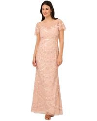 Adrianna Papell - Bead Flutter-sleeve Sequin Gown - Lyst