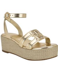 Tommy Hilfiger - Vastie Raffia Platform Wedge Sandals - Lyst