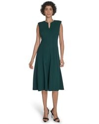Calvin Klein - V-neck Sleeveless Midi Dress - Lyst