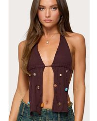 Edikted - Beaded Distressed Knit Split Front Top - Lyst
