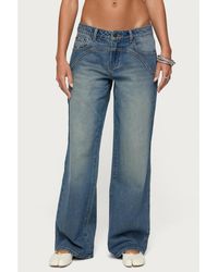 Edikted - Ronny Curved Stitch Low Rise Jeans - Lyst