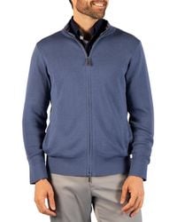 Tailorbyrd - Full Zip Stand Collar Midweight Fine Knit Sweater - Lyst