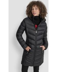 DKNY - Zip-front Long Coat - Lyst