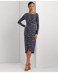 Lauren by Ralph Lauren - Floral Buckle-trim Jersey Off-the-shoulder Dress - Lyst