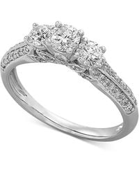 Macy's Diamond Triple Stone Engagement Ring (1 Ct. T.w.) In 14k White Gold