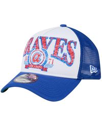 KTZ - White/royal Atlanta Braves Trucker A-frame 9forty Adjustable Hat - Lyst