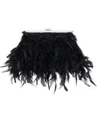 Nina - All Over Feather Frame Clutch - Lyst