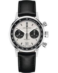 Hamilton - Swiss Automatic Chronograph Intra-matic Black Leather Strap Watch 40mm - Lyst