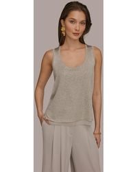 Donna Karan - Sequin Scoop Neck Sweater - Lyst
