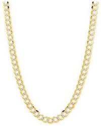 Italian Gold - Two Tone Open Curb Link Chain Necklace Collection 3 1 6mm In 14k Gold White Gold - Lyst