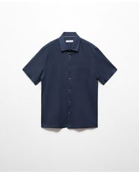 Mango - Regular-fit Linen Short-sleeved Shirt - Lyst