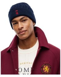 Tommy Hilfiger - Wool Cable-knit Ribbed-cuff Beanie - Lyst
