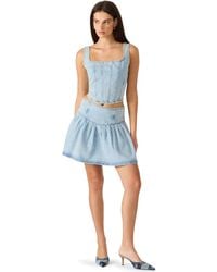 Steve Madden - Carlina Embellished Square Neck Denim Top - Lyst