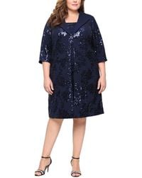Alex Evenings - Plus Size Short Stretch Scuba Crepe 3/4-sleeve Jacket Dress - Lyst