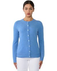 Jennie Liu - 100% Cashmere Button Front Long Sleeve Crewneck Cardigan Sweater - Lyst