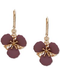 Lonna & Lilly Gold-tone Crystal & Color Flower Drop Earrings - Brown