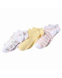Lands' End - 3-pack Cotton Patterned Low Cut Socks - Lyst