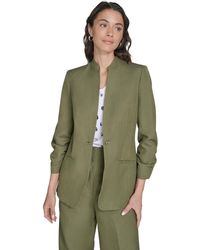 Calvin Klein - Petite Linen-blend 3/4-sleeve One-button Blazer - Lyst