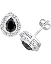Macy's - Black & White Diamond Pear-cut Halo Stud Earrings (2-1/5 Ct. T.w. - Lyst