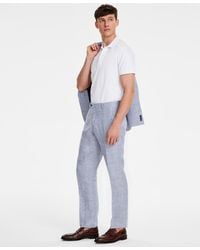 Tommy Hilfiger - Modern-fit Blue Plaid Linen Suit Separate Pants - Lyst