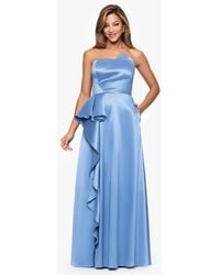 Xscape - Strapless Side Ruffle Satin Ball Gown - Lyst