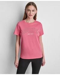 DKNY - Rhinestone Varsity Logo Relaxed Fit Pull-on T-shirt - Lyst