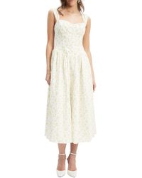 Bardot - Malea Floral-print Lace-trim A-line Dress - Lyst