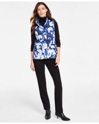 Jones New York - Printed Quilted Patch Pocket Vest Long Sleeve Mock Neck Top Lexington Straight Leg Jeans - Lyst