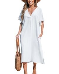 CUPSHE - Dolman Sleeve Loose Fit Maxi Cover-up Beach Dress - Lyst