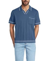 Lands' End - Short Sleeve Textured Tipped Sweater Polo - Lyst