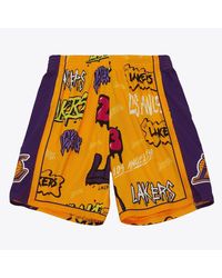 Mitchell & Ness - Los Angeles Lakers 1998/99 Hardwood Classics Slap Sticker Swingman Shorts - Lyst