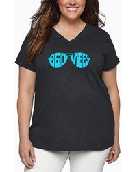 LA Pop Art - Plus Size Beach Vibes Word Art V-neck T-shirt - Lyst
